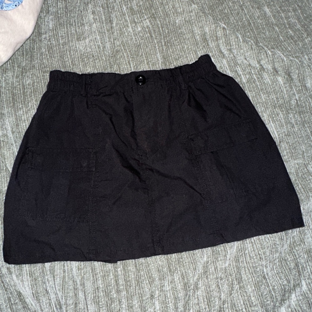 Black Cargo Mini Skirt